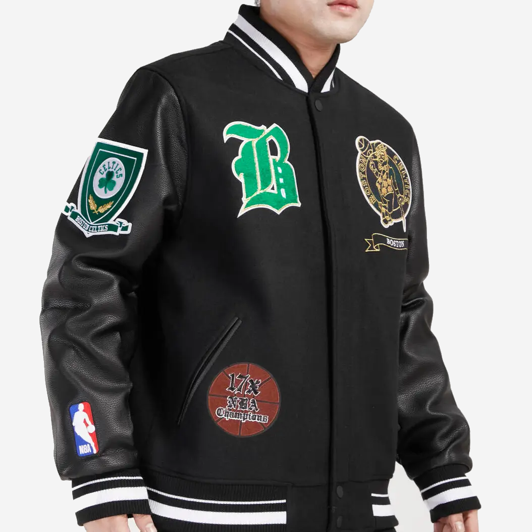 Boston Celtics Pro Prep Wool Varsity Black Jacket 2