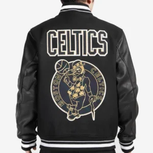 Boston Celtics Pro Prep Wool Varsity Black Jacket 3