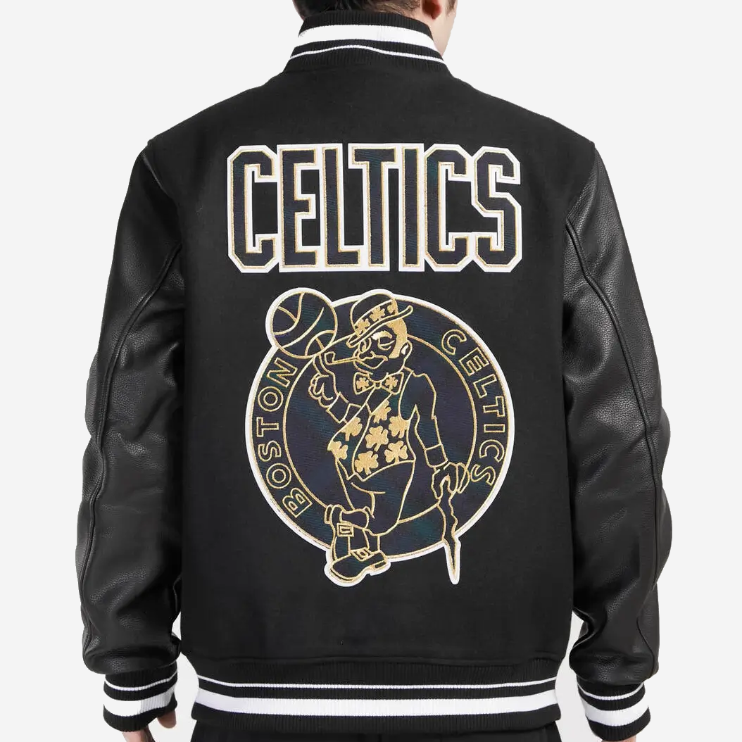 Boston Celtics Pro Prep Wool Varsity Black Jacket 3