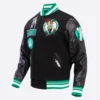 Boston Celtics Retro Classic Black Wool and Leather Varsity Jacket 1