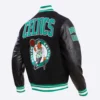 Boston Celtics Retro Classic Black Wool and Leather Varsity Jacket 2
