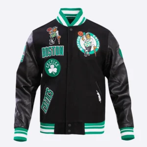 Boston Celtics Retro Classic Black Wool and Leather Varsity Jacket