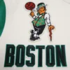 Boston Celtics Retro Classic Cream and Green Wool and Leather Varsity Jacket 5