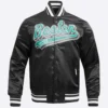 Boston Celtics Script Tail Black Satin Varsity Jacket 1