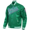 Boston Celtics Script Tail Green Satin Varsity Jacket 1