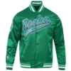 Boston Celtics Script Tail Green Satin Varsity Jacket