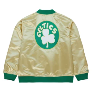 Boston Celtics Team OG 2.0 Satin Full-Zip Gold Varsity Jacket 1