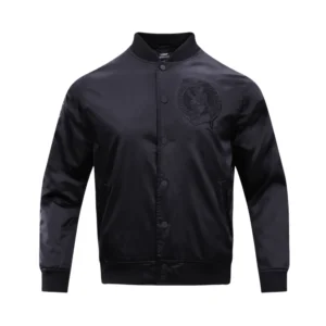 Boston Celtics Triple Black Gloss Satin Full-Snap Jacket