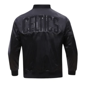 Boston Celtics Triple Black Gloss Satin Jacket 5