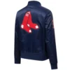 Boston Red Sox Classic Wordmark Women’s Full-Snap Satin Varsity Navy Jacket 2