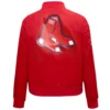 Boston Red Sox Classic Wordmark Women’s Rib Knitted Full-Snap Satin Varsity Red Jacket 1