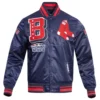 Boston Red Sox Mashup Full-Snap Satin Navy Varsity Jacket