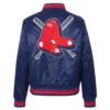 Boston Red Sox Mashup Women’s Full-Snap Satin Varsity Jacket – Navy 1