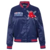 Boston Red Sox Mashup Women’s Full-Snap Satin Varsity Jacket – Navy