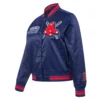 Boston Red Sox Mashup Women’s Full-Snap Satin Varsity Jacket – Navy 2