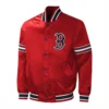 Boston Red Sox Midfield Full-Snap Red Satin Varsity Jacket