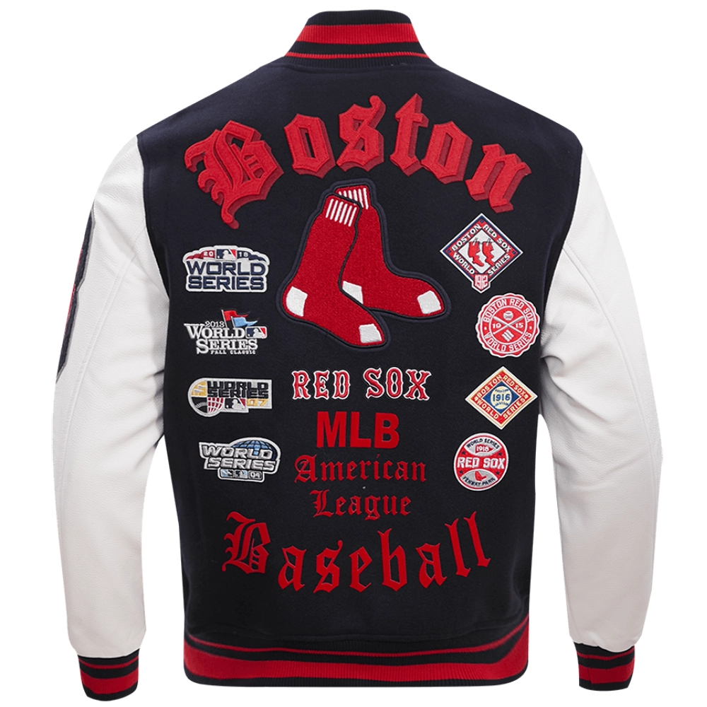 Boston Red Sox Old English Classic Wool & Leather Varsity Jacket 1