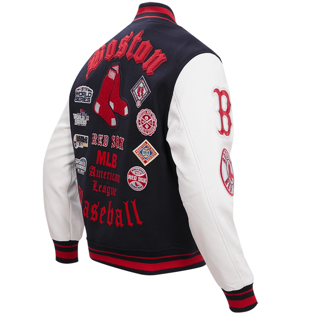 Boston Red Sox Old English Classic Wool & Leather Varsity Jacket 3