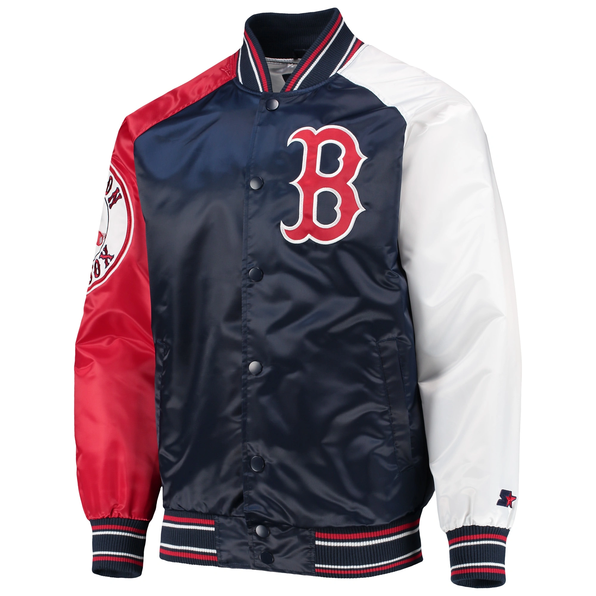Boston Red Sox Reliever Full-Snap Satin Varsity Jacket