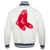 Boston Red Sox Retro Classic Full-Snap Cream Satin Varsity Jacket 1