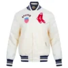 Boston Red Sox Retro Classic Full-Snap Cream Satin Varsity Jacket