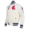 Boston Red Sox Retro Classic Full-Snap Cream Satin Varsity Jacket 2