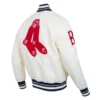 Boston Red Sox Retro Classic Full-Snap Cream Satin Varsity Jacket 3