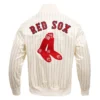 Boston Red Sox Retro Classic Full-Snap Satin Varsity Cream Jacket 1