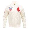 Boston Red Sox Retro Classic Full-Snap Satin Varsity Cream Jacket