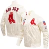Boston Red Sox Retro Classic Full-Snap Satin Varsity Cream Jacket 2