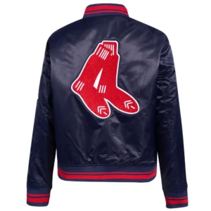 Boston Red Sox Retro Classic Women’s Full-Snap Satin Varsity Jacket 1