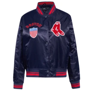 Boston Red Sox Retro Classic Women’s Full-Snap Satin Varsity Jacket