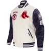 Boston Red Sox Retro Classic Wool & Leather Varsity Jacket Cream & Black 2