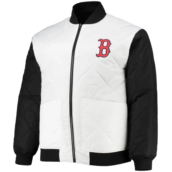 Boston Red Sox Reversible Full-Zip Satin Varsity Jacket White & Black