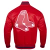 Boston Red Sox Script Tail Full-Snap Satin Varsity Jacket – Red 1