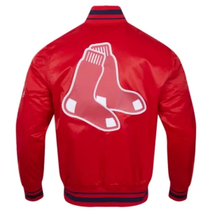 Boston Red Sox Script Tail Full-Snap Satin Varsity Jacket – Red 1