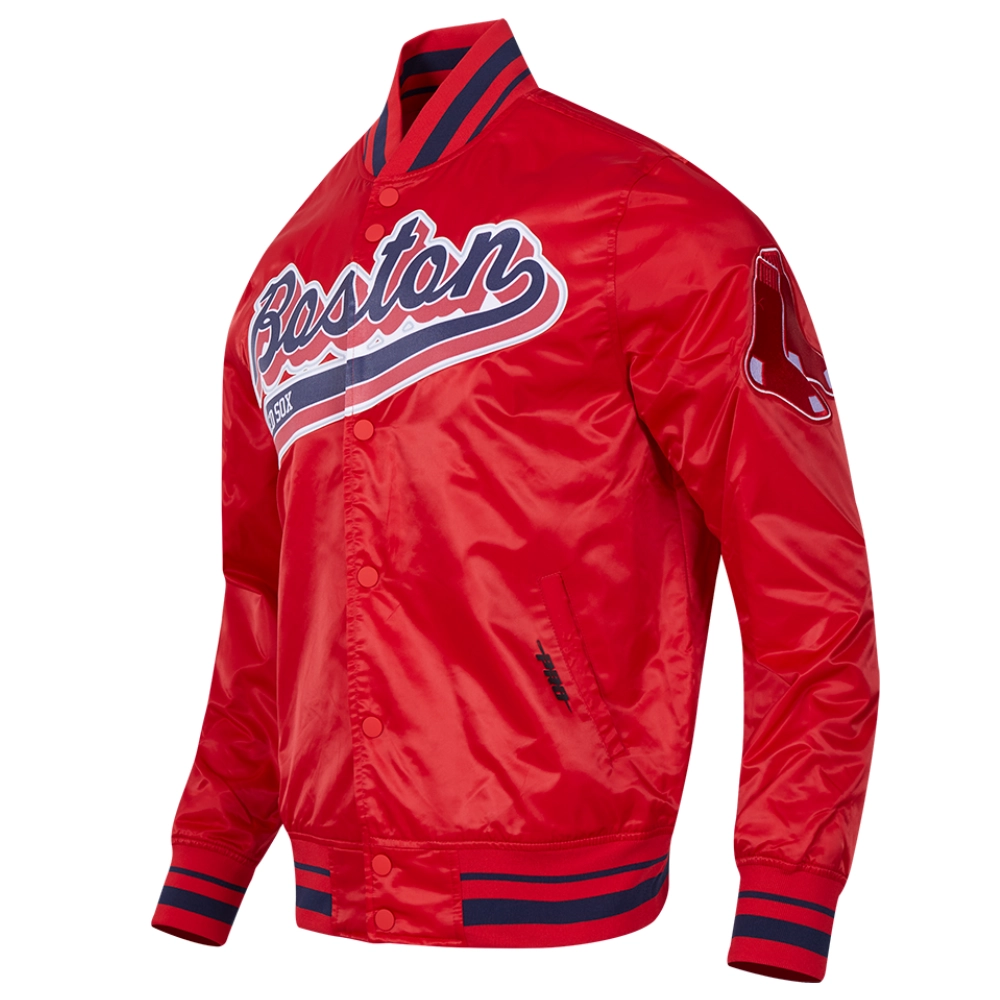 Boston Red Sox Script Tail Full-Snap Satin Varsity Jacket – Red 2