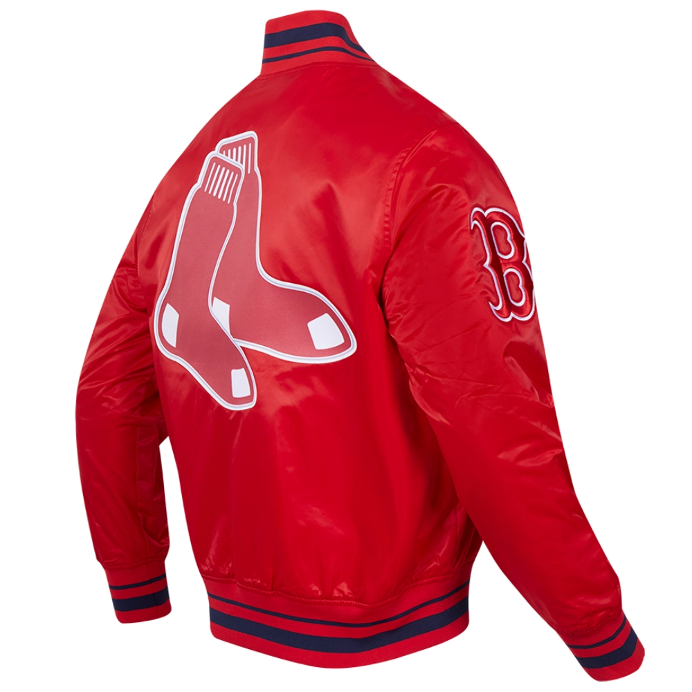 Boston Red Sox Script Tail Full-Snap Satin Varsity Jacket – Red 3