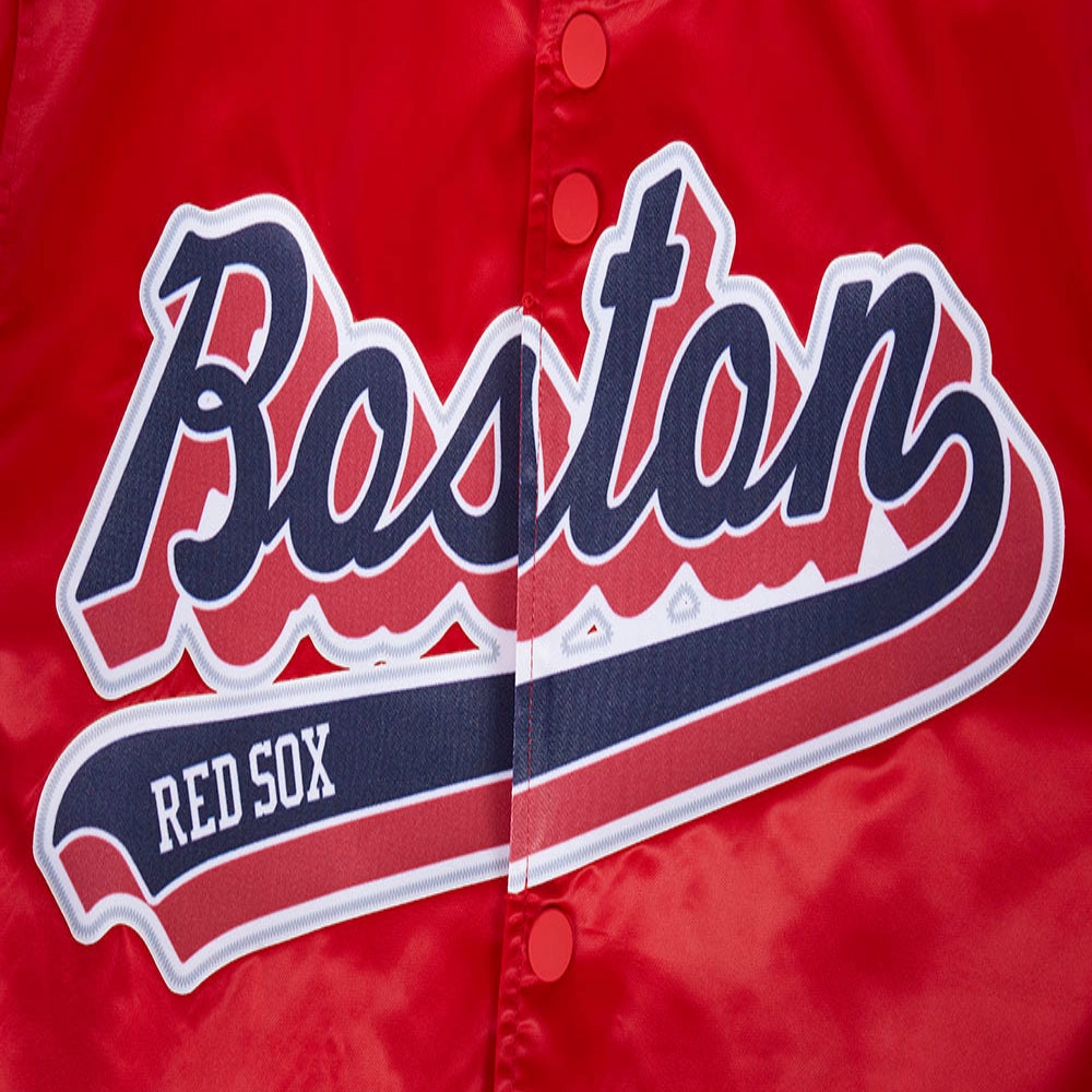 Boston Red Sox Script Tail Full-Snap Satin Varsity Jacket – Red 5