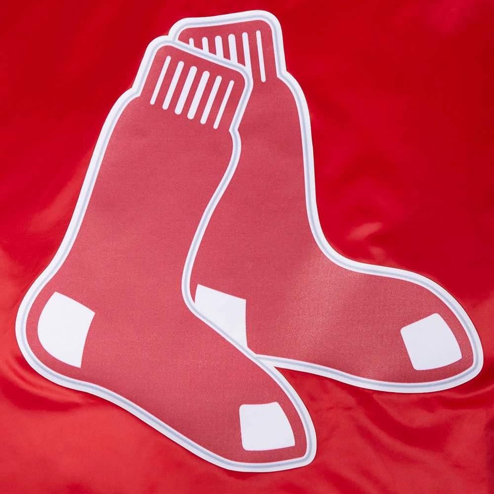 Boston Red Sox Script Tail Full-Snap Satin Varsity Jacket – Red 6