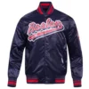 Boston Red Sox Script Tail Full-Snap Satin Varsity Navy Jacket