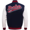 Boston Red Sox Script Tail Rib Knitted Wool & Leather Varsity Jacket 1