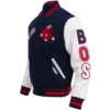 Boston Red Sox Script Tail Rib Knitted Wool & Leather Varsity Jacket 2