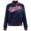Boston Red Sox Script Tail Women’s Full-Snap Satin Varsity Navy Jacket