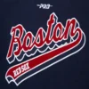 Boston Red Sox Script Tail Women’s Wool & Leather Varsity NavyWhite Jacket 4