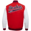 Boston Red Sox Script Tail Wool & Leather Varsity Jacket Red & White 1