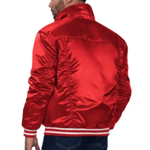 Boston Red Sox Silver Tab Satin Trucker Varsity Jacket – Red 1