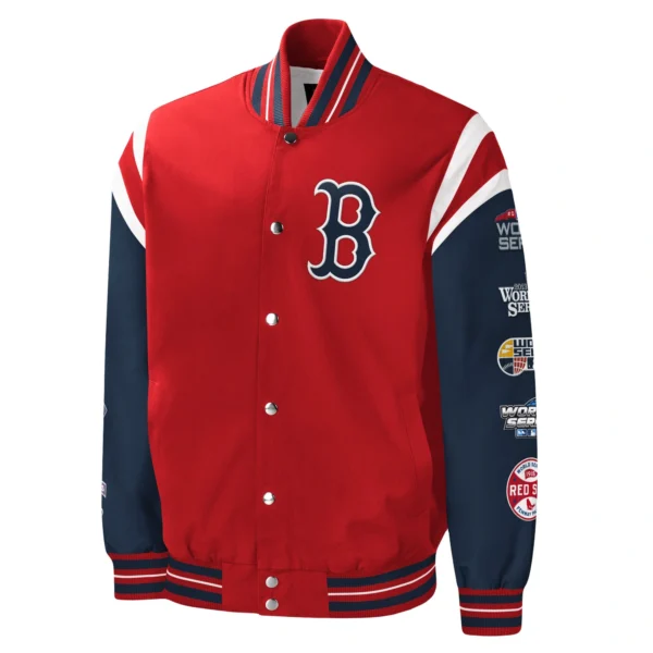 Boston Red Sox Title Holder G-III Sports by Carl Banks Full-Snap Satin Varsity Jacket