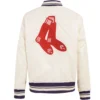 Boston Red Sox Women’s Retro Classic Rib knitted Satin Varsity Jacket 1