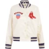 Boston Red Sox Women’s Retro Classic Rib knitted Satin Varsity Jacket